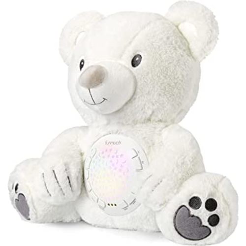 Baby Sleep Soother, Mom's Heartbeat Lullabies Soothing Sounds White Noise Machine, Auto-Off Timer Night Light Projector, Unique Gifts for Babies, Stuffed Animal Toys (Polar Bear)