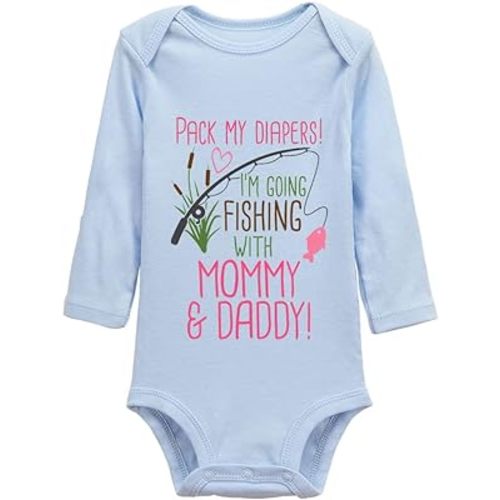 YCICIVDee Pack My Diapers Im Going Fishing With Mommy And Daddy Baby Newborn Organic Bodysuit