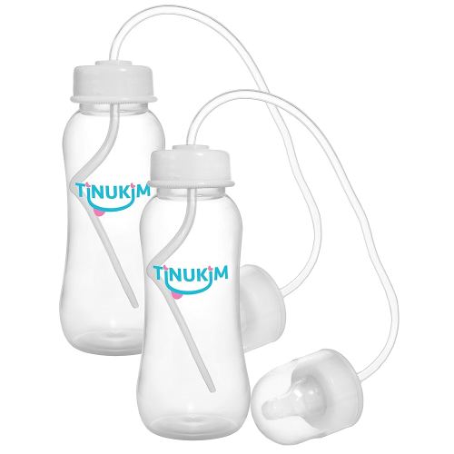 iFeed 9 Ounce Self Feeding Baby Bottle with Tube - Handless Anti-Colic Nursing System, White - 2-Pack
