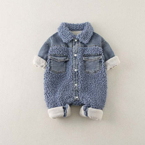 Denim Blue Warm Fleece Romper -18-24M