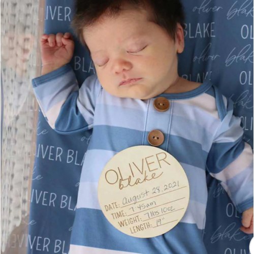 Personalized Baby Name Wood Announcement | Birth Stats Classic Duo