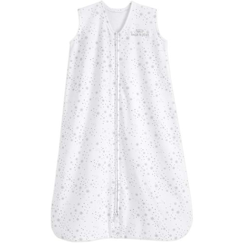 HALO SleepSack, 100% Cotton Wearable Blanket, Swaddle Transition Sleeping Bag, TOG 0.5, Midnight Moons-grey, Medium, 6-12 Months