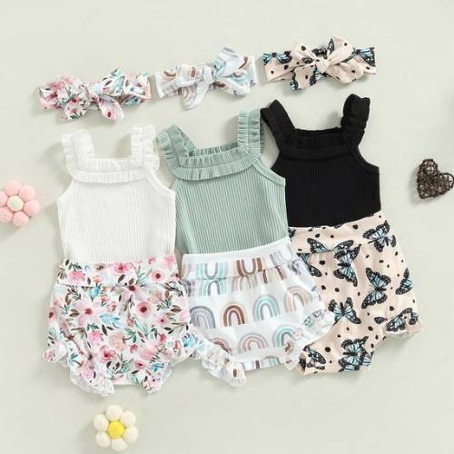 Newborn Baby Girl Clothes Sets Baby Sleeveless Romper Floral - Etsy
