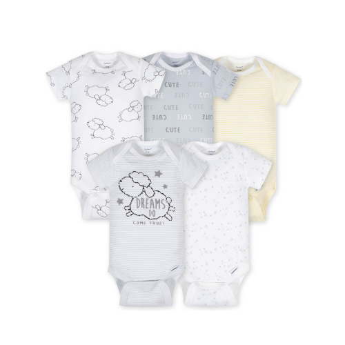 Assorted Short Sleeve Onesies Bodysuits, 5pk (Baby Unisex)