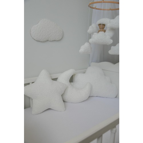 Boucle cushion set neutral nursery decoration boucle cloud star moon pillow baby nursery decor cloud nursery decor decorative cushions