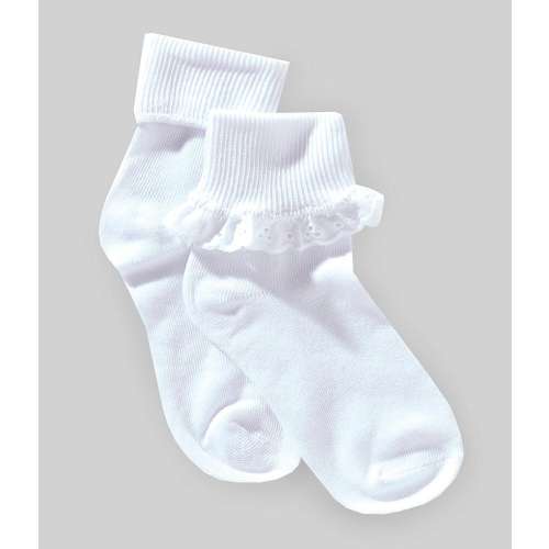 Edgehill Collection Little Girls Fold Over Eyelet Socks 2-Pack