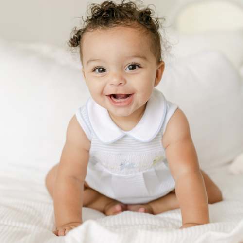 Hoppity Hop Classics Smocked Bubble - Light Blue