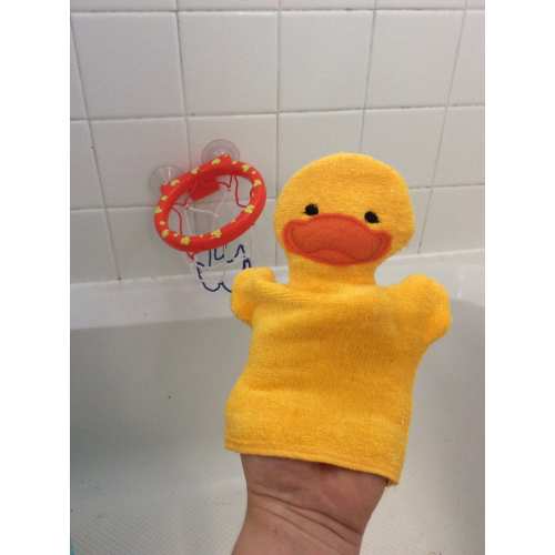 Kids Duck Bath Mitt, Personalized Washcloth, Monogrammed Baby Shower Gift, Birthday Spa Favor, Cotton Bath Glove, Personalized Toddler Gift