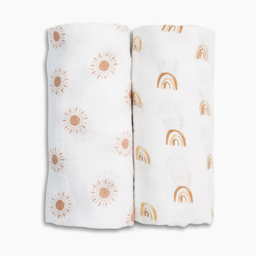 Lulujo Muslin Swaddles (2 Pack) - Rainbow/Suns, 2