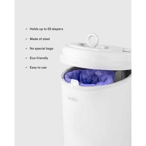 Ubbi Stainless Steel Diaper Pail in White