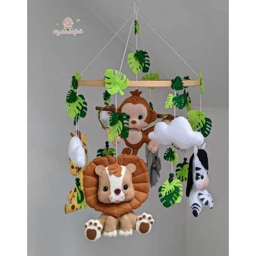 Handmade Jungle Animals Baby Mobile: Safari Nursery Decor  - baby shower gifts