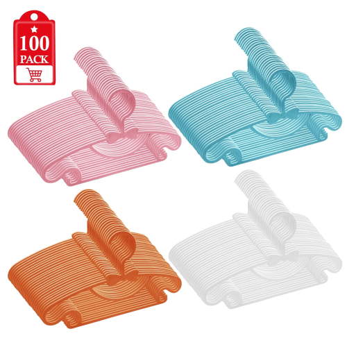 Allhall 100 Pcs Baby Hangers for Closet, Plastic Kids Hangers for Nursery, Ultra Slim and Space Saving, Non-Slip Laundry Infant Hanger for Newborn Toddler Clothes