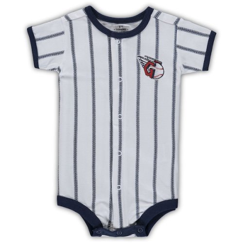 Newborn Cleveland Guardians White/Navy Power Hitter Short Sleeve Bodysuit