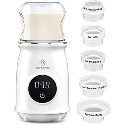 Befano Travel Bottle Warmer, Fast Heat Portable Bottle Warmer with 5 Adapters for Dr. Brown, Philips Avent, Medela, Tommee Tippee, Comotomo, and MAM.