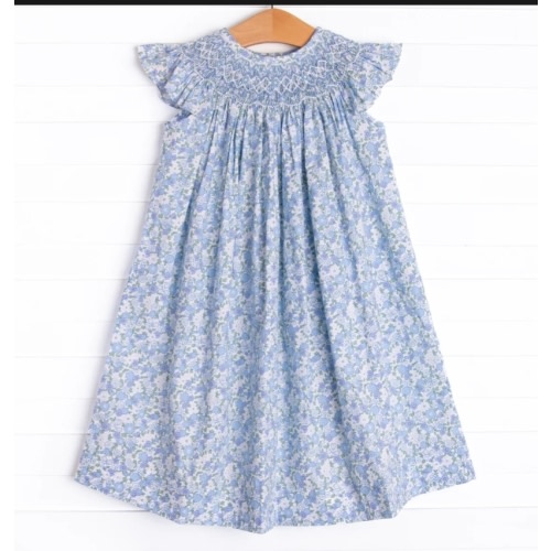 Budapest Blues Smocked Bishop Dress, Blue – Stitchy Fish