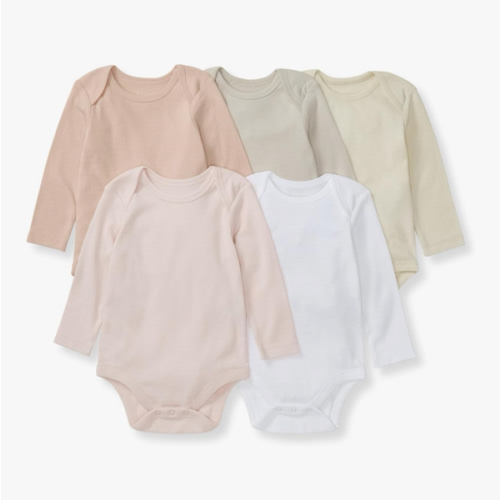 Burt's Bees Baby Unisex Organic Cotton Short and Long Sleeve Bodysuits, 5-Pack