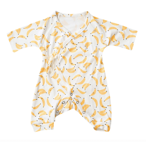 Organic Pima Cotton Banana Print Kimono Onesie | Dodo Banana