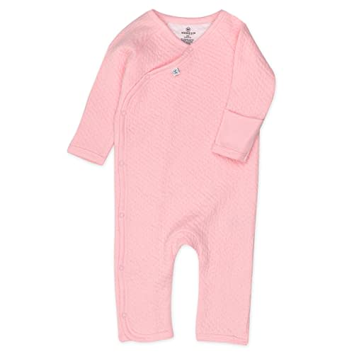 HonestBaby Organic Cotton Matelasse Kimono Coverall, Pink, Newborn