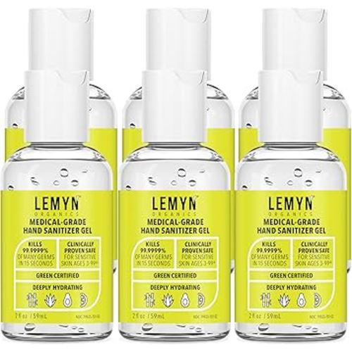 Medical Grade Hand Sanitizer Gel - 97% ORGANIC - 2 FL.OZ. (PACK OF 6)