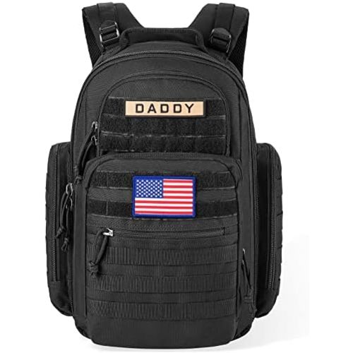 SHARKMOUTH Diaper Bag Backpack for Dad and Mom, Military Molle diaper Pack with Insulated Bottle Holders and Wipe Pocket