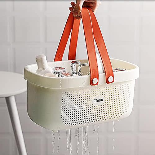 Plastic Storage Basket Bin for Bath, White