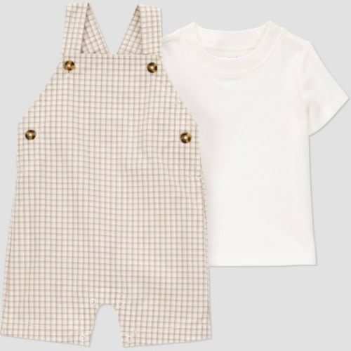 Carter's Just One You®️ Baby Boys' Gingham Shortalls - Brown 9M