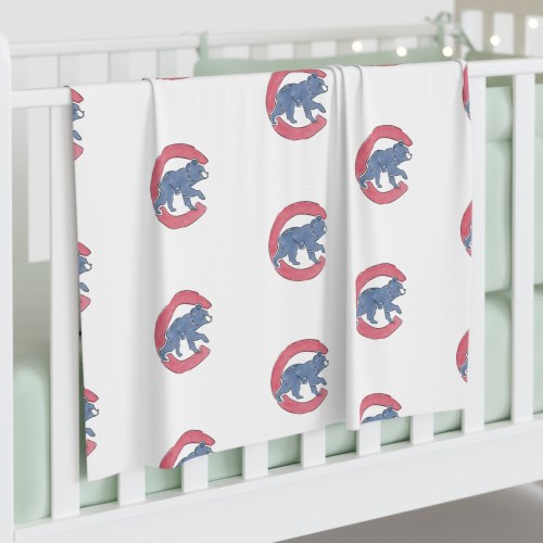 Chicago Cubs Logo Watercolor Design Baby Swaddle Blanket