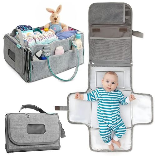 2-in-1 diaper caddy organizer & portable changing pad - Portable Travel Changing Pad - car caddy organizer - Ultimate Convenience in One Tidy Solution!