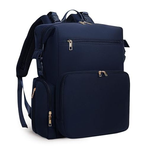 CEI-CEI Neoprene Diaper Bag Backpack with Insulated Pockets, Large Newborn Baby Maternity Bags Travel Tote with Changing Pad (Dark Blue)