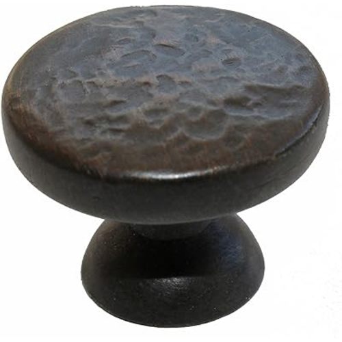 GlideRite Hardware 5080-ORB-10 Round Hammered Cabinet Knobs, 10 Pack, 1.25", Oil Rubbed Bronze