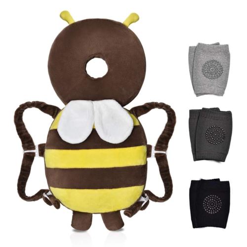 Okydoky Baby Head Protector One Backpack, Adjustable Toddlers Head Safety Pad Backpack, Baby Back Protection for Crawling & Walking, Bee