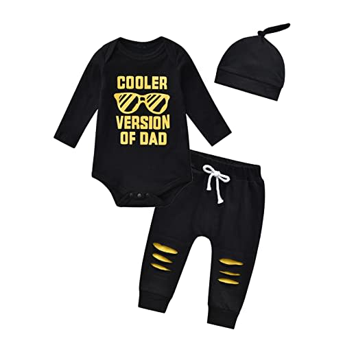 KuKitty Newborn Infant Baby Boy Clothes Long Sleeve Romper + Pants + Hat 3PCS Outfits Set