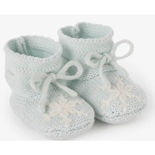 Pale Blue Snowflake Garter Knit Baby Booties – Elegant Baby