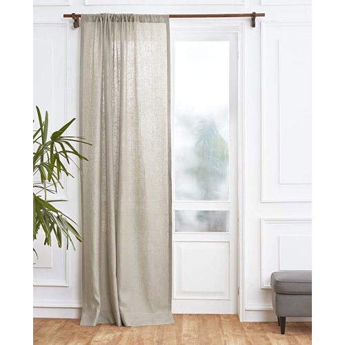 Solino Home 100% Pure Linen Curtain 108 Inches Long – Natural 52 x 108 Inch Light Filtering Rod Pocket Curtain – European Flax Window Curtain Panel for Bedroom, Living Room