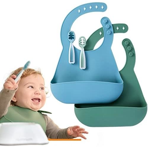 Numnum Silicone Bib for Babies & Toddlers Waterproof, Soft, BPA Free 100% Food Grade Silicone, Adjustable Fit, Unisex