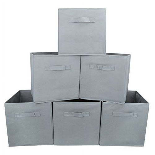 EZOWare Set of 6 Basket Bins Collapsible Storage Organizer Boxes Cube for Nursery Home - (Gray, 10.5 x 10.5 x 11 inch)