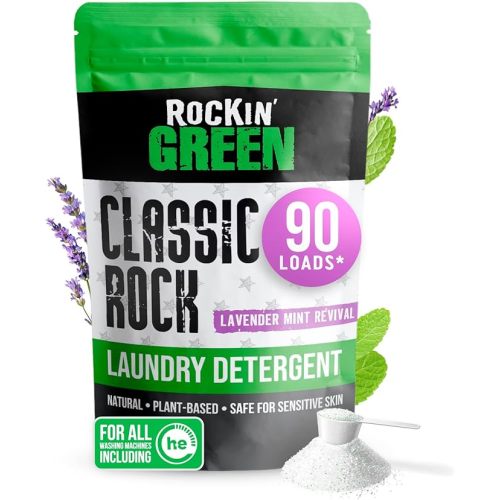 Rockin' Green Laundry Detergent, Plant based, All Natural Laundry Detergent Powder, Vegan and Biodegradable Odor Fighter, Safe for Sensitive Skin (Baby Cloth Diaper 90 Loads Unscented)