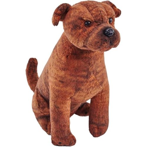 Wild Republic Rescue Dog, Staffordshire Bull Terrier, Stuffed Animal, with Sound, 5.5 inches, Gift for Kids, Plush Toy, Fill is Spun Recycled Water Bottles