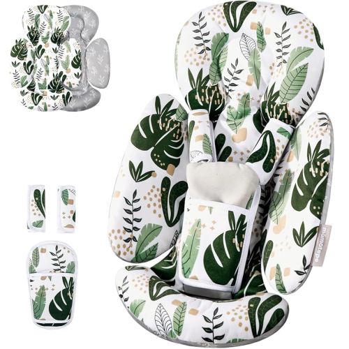 Mamatepe Infant Car Seat Insert, Baby Seat Head and Body Support for Newborn, Soft Breathable, Reversible Design, Fits for Stroller, Baby Swing, Rocker, Bassinets, Pushchair, Green