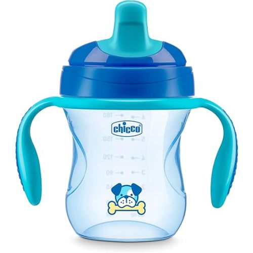 Chicco 7oz. Semi-Soft Trainer with Bite-Resistant Spout and Spill-Free Lid | Removable, Non-Slip Handles | Top-Rack Dishwasher Safe | Easy to Hold Ergonomic Indents | 6+ months