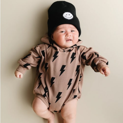 Hooded Bubble Romper  | Mocha Bolts