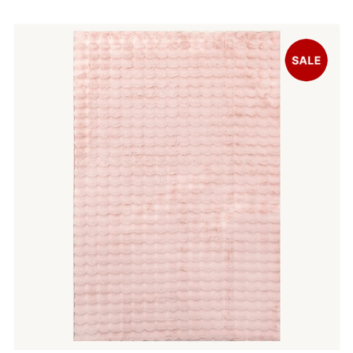 Ivana Checkered Plush Cloud Washable Rug | Blush