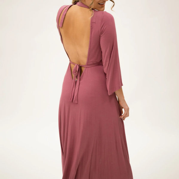 Lila Labor & Postpartum Gown in Dusty Rose
