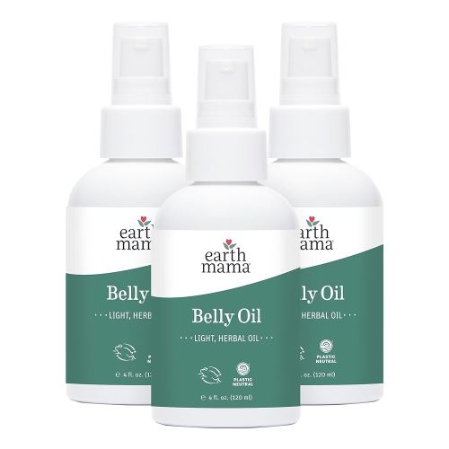 Earth Mama Belly Oil for Dry Skin | Calendula Skin Care Moisturizer Oil to Encourage Natural Elasticity and Help Prevent Stretch Marks During Pregnancy and Postpartum, 4-Fluid Ounce (3-Pack)