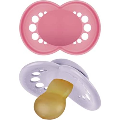MAM Original Latex Pacifiers, Binky Pacifier for 6-16 Months, Natural Rubber Nipple, Made from Bio-Circular Materials, Easy to Clean, with Sterilizer Case, 2 Count Binkies