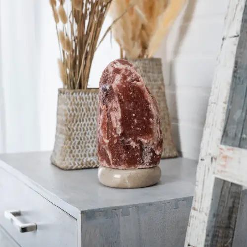 Natural Dark Red Salt Lamp (6-8 lb) (2.5-3 KG) (7-8") w/ Tavera Base