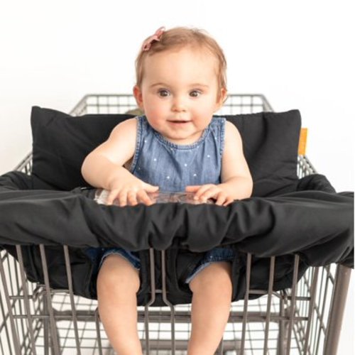Binxy Baby 2-in-1 Cushy High Chair Cover and Shopping Cart Cover for Baby, Comfortable Cover for Grocery Cart, Universal Fit Cart Cover for Babies, Includes Storage Pouch - Black