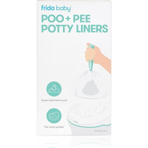 Frida Baby Poo + Pee Potty Liners, Leak-Proof, Super-Absorbent Liners Potty Bags, Fits Most Potty Chairs for Easy Cleanup, 30 Count