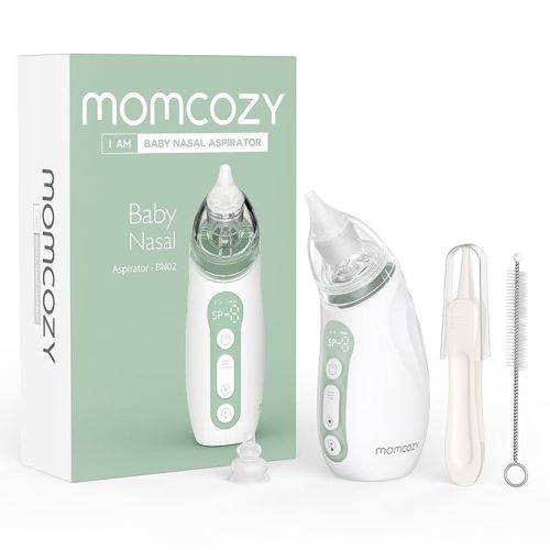 Momcozy Baby Nasal Aspirator, Strong Suction Electric Nose Aspirator for Toddler, Portable Baby Nose Sucker Rechargeable with Light and Music - Green