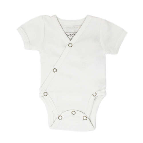 Organic Short-Sleeve Kimono Bodysuit in White – L'ovedbaby